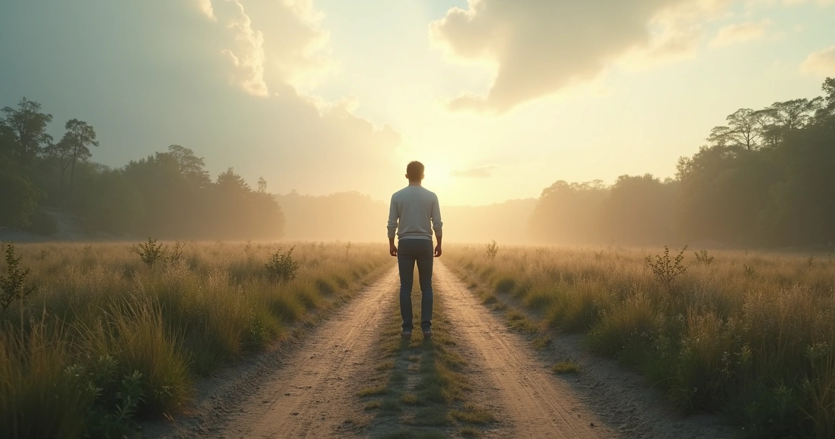 Persona de pie ante un camino que se bifurca simbolizando resistencia al cambio 