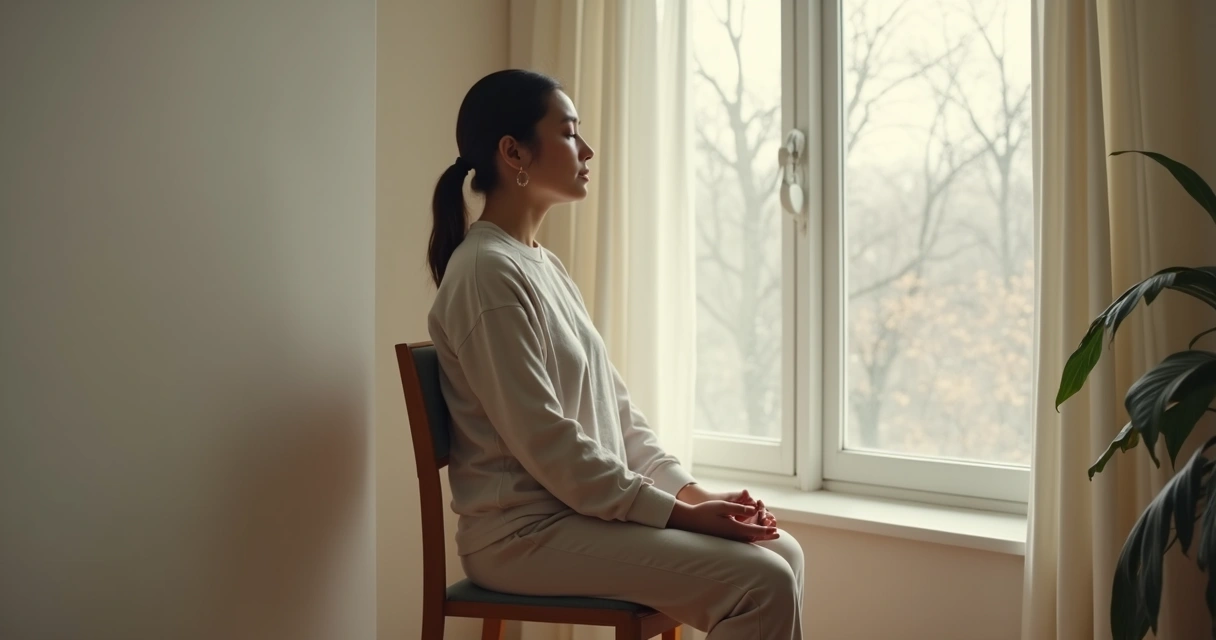 Persona sentada junto a una ventana en un momento de silencio 