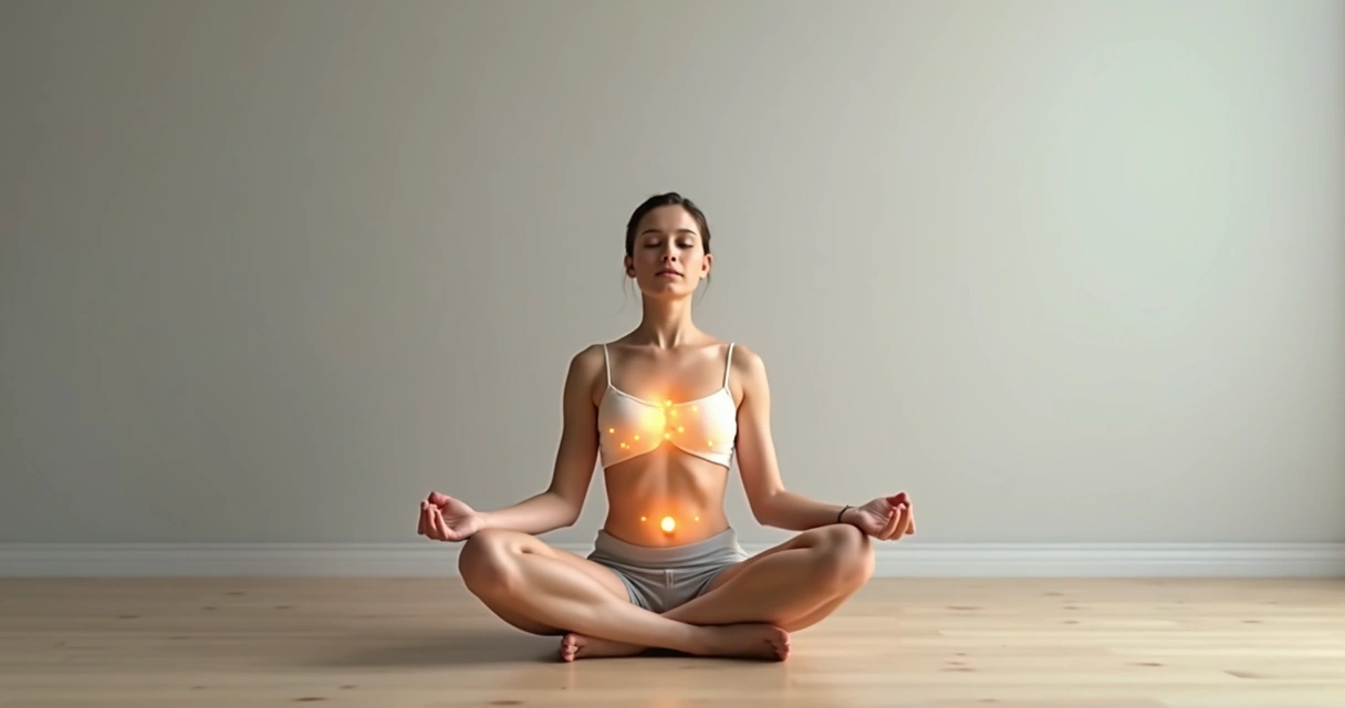 Persona meditando observando su cuerpo. 