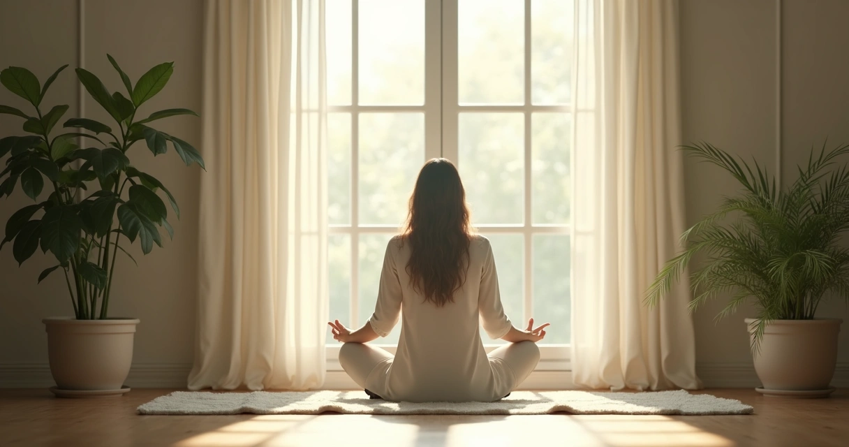 Persona sentada en soledad mirando por la ventana, reflejando tranquilidad y contemplación