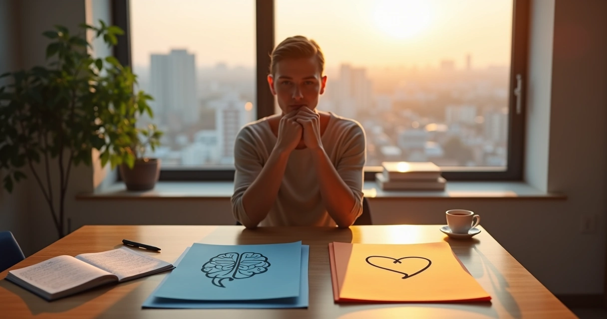 Persona reflexionando antes de tomar una decisión importante 
