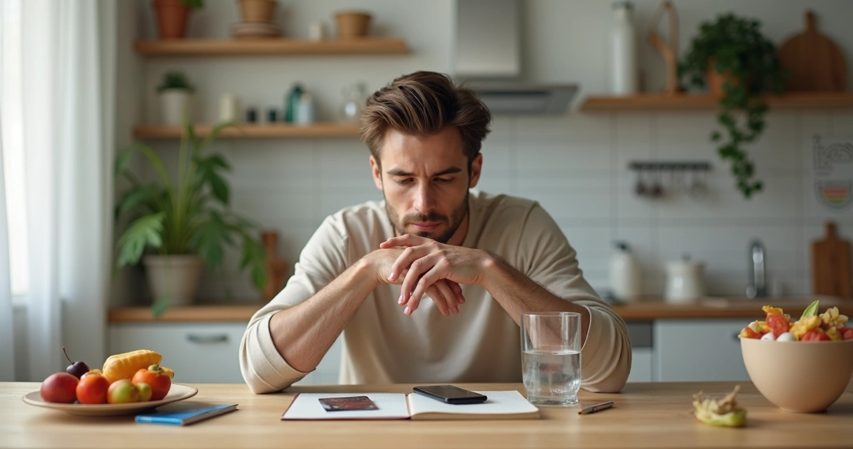 Persona reflexionando antes de tomar una decisión en una encrucijada cotidiana 
