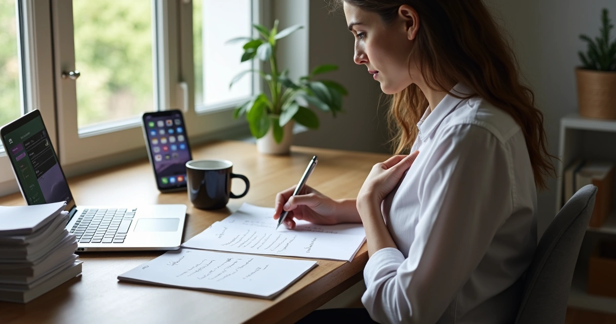 Persona reflexionando antes de tomar una decisión consciente frente a varias opciones 