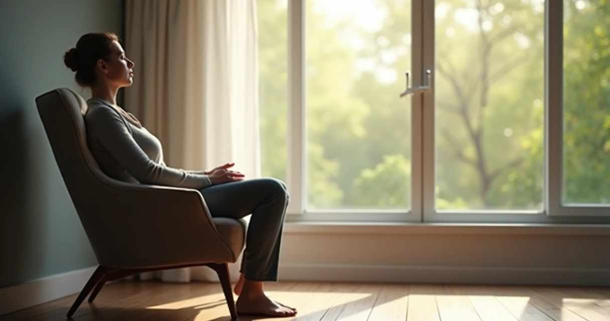 Persona meditando y reflexionando frente a una ventana 
