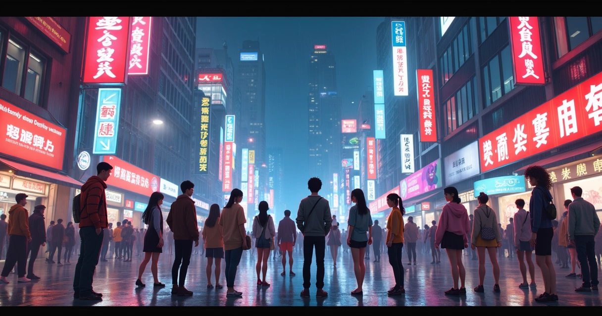 Personagens modernos de donghua interagindo em cenário urbano 