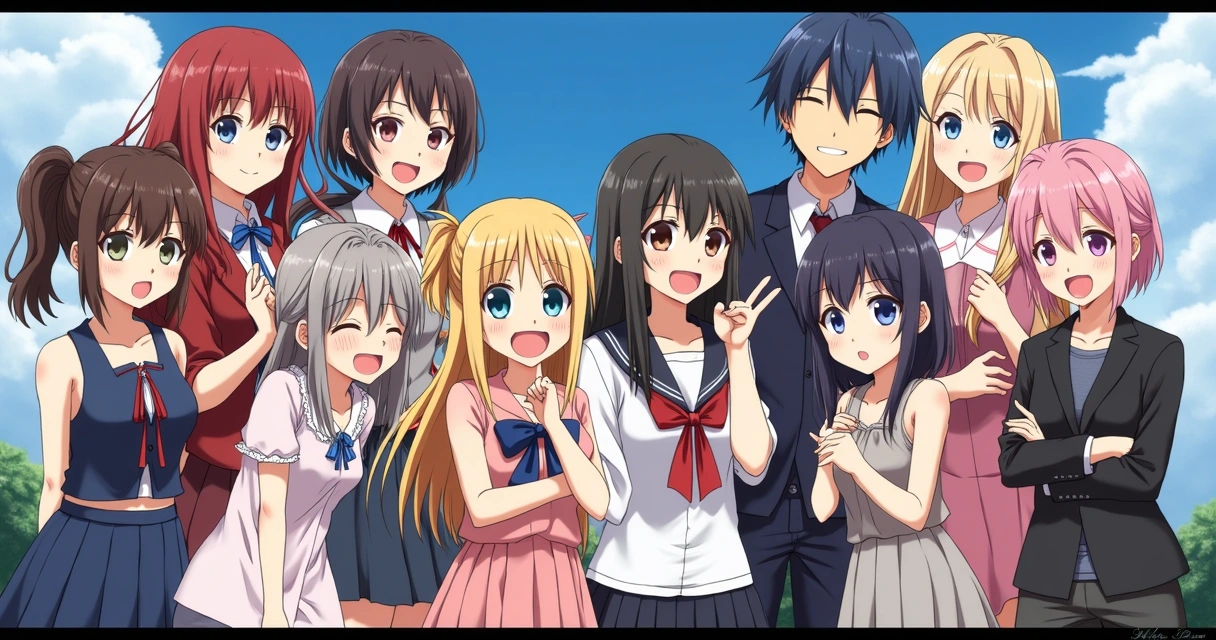 Grupo de personagens icônicos de anime reunidos 