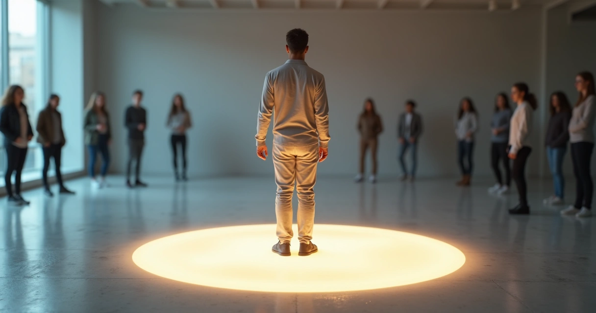 Person standing inside a glowing circle symbolizing healthy personal boundaries 