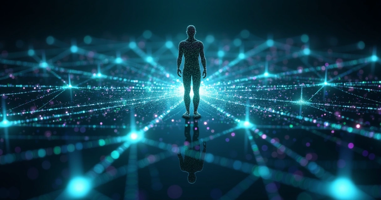 Network of interconnected lines representing personal growth dynamics 