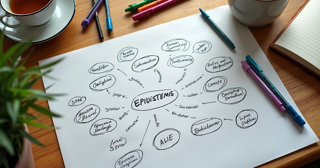 Hand-drawn personal belief and emotion map on desk 
