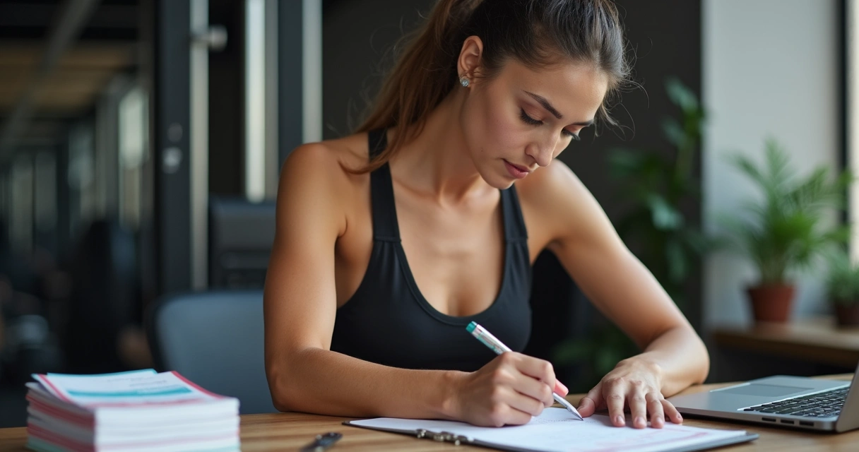 Personal trainer preenchendo recibo fiscal em tabela 