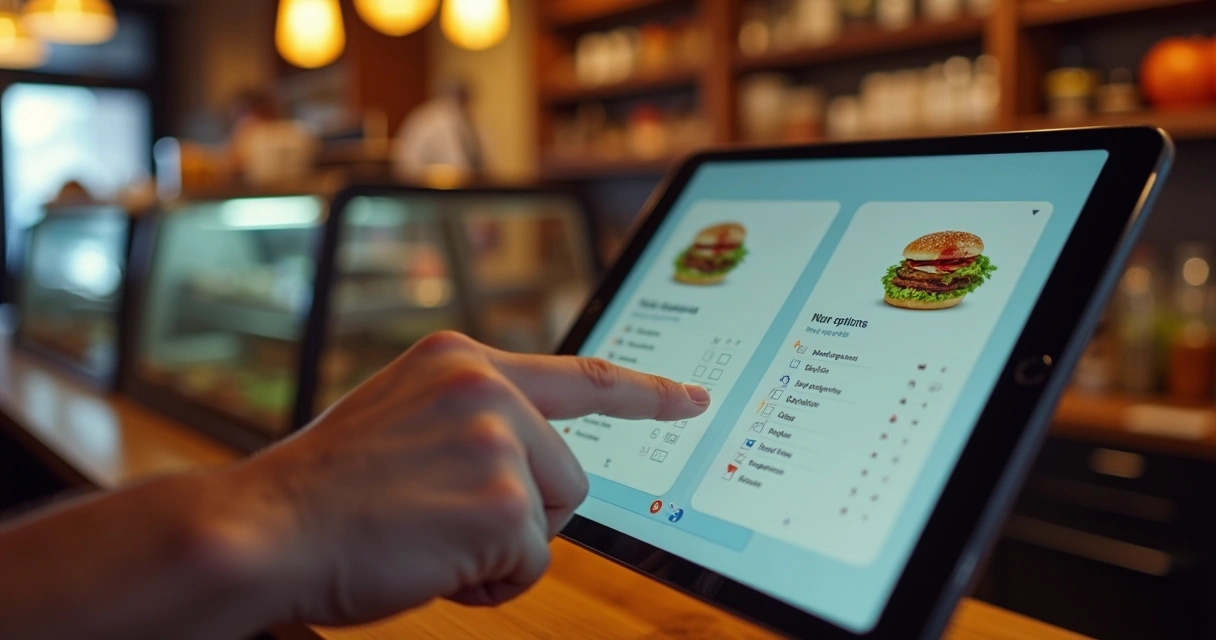 Cliente escolhendo ingredientes em um cardápio digital 