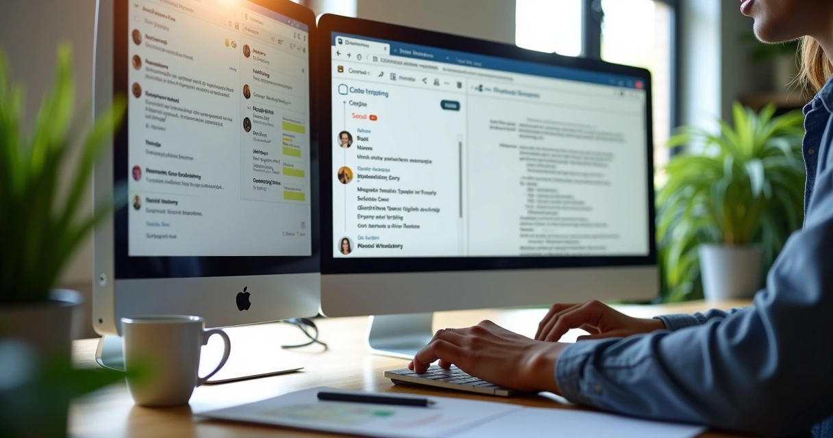 Profissional personalizando mensagens de marketing para contatos em tela de computador 