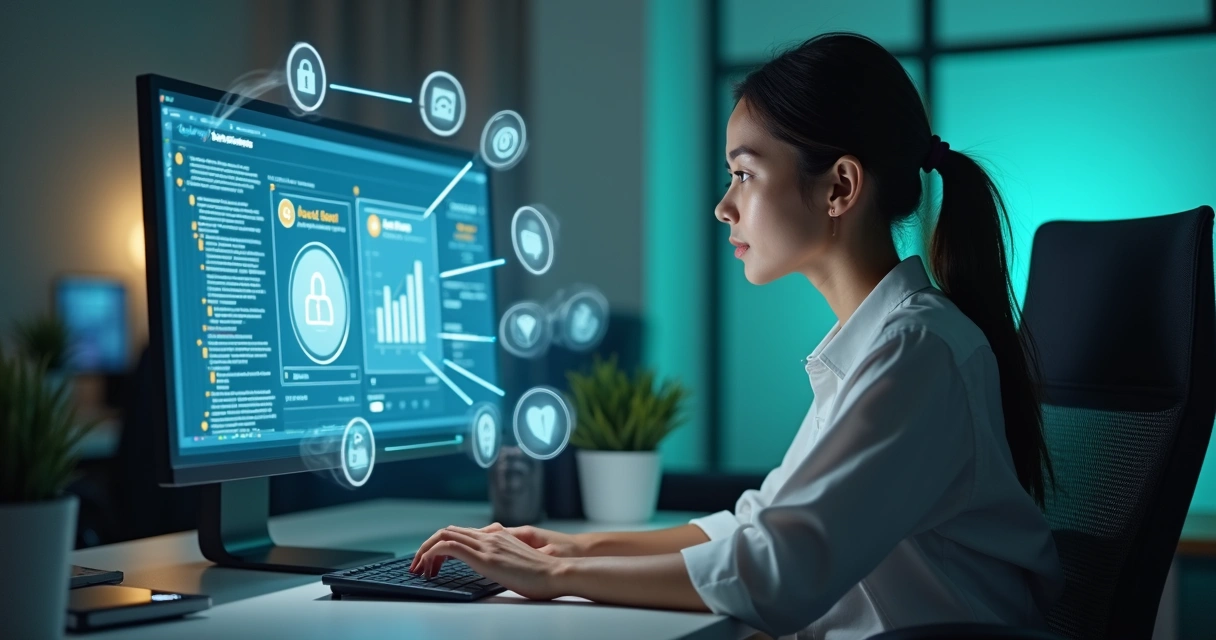 Pessoa ajustando configurações de privacidade em um anúncio digital 