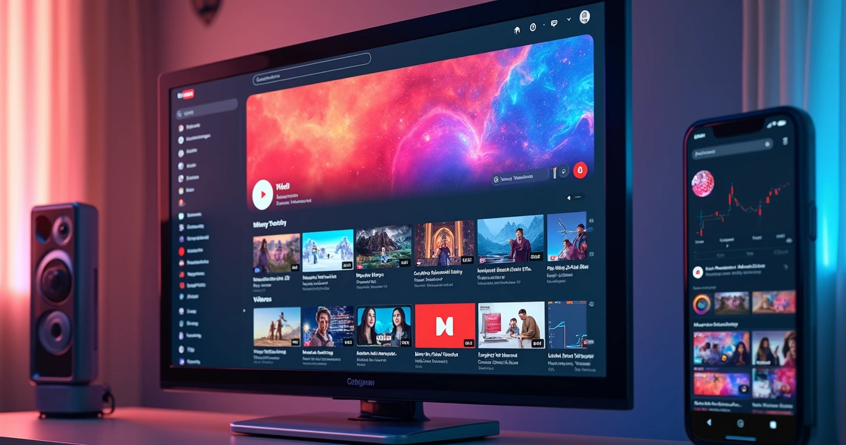 Página do YouTube com sugestões personalizadas de vídeos e anúncios ao lado 