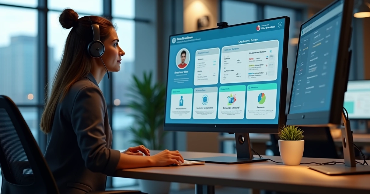 Atendente utilizando painel com dados de personalização 