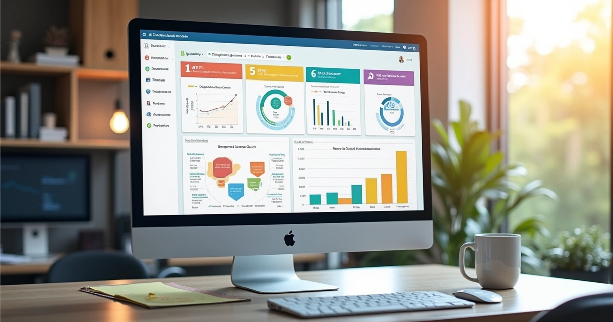Tela de computador exibindo dashboard de personalização de atendimento ao cliente. 