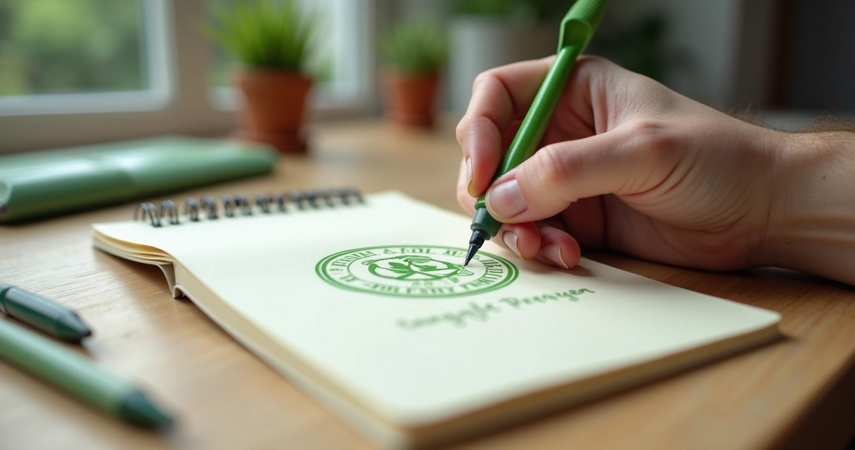 Personalização ecológica em caderno de papel reciclado 