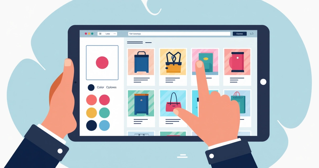 Exemplo de seleção de cores, logotipo e personalização visual de catálogo digital 