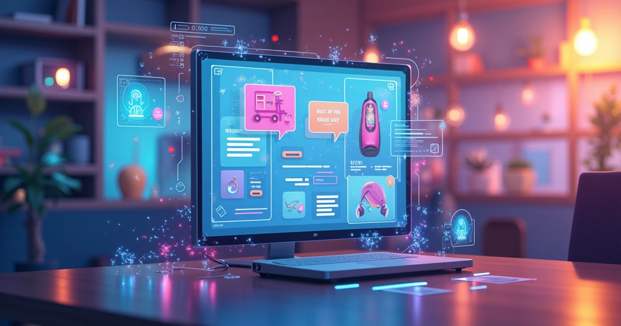 Loja virtual mostrando personalização de ofertas para clientes em uma tela digital