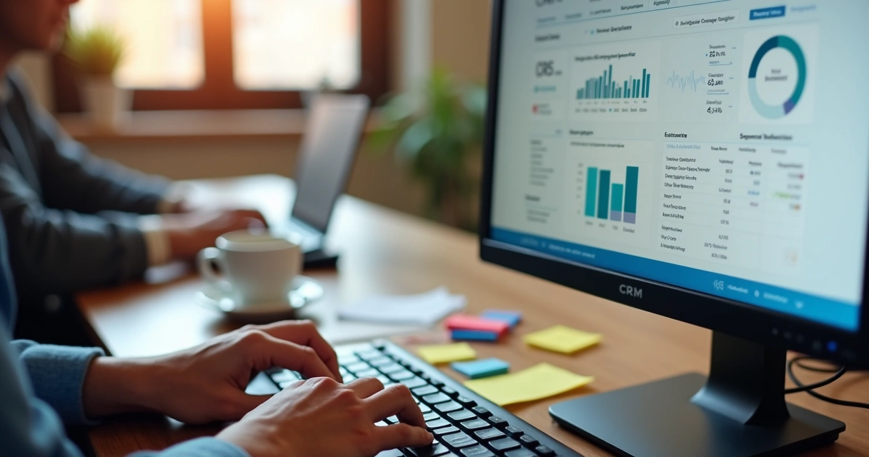 Página de CRM exibindo dados personalizados de cliente no display 