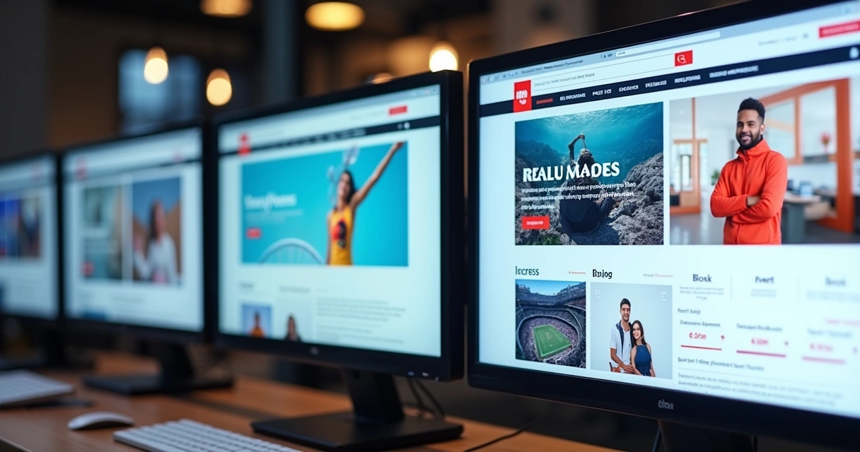 Interfaces de site exibindo conteúdos personalizados para usuários 