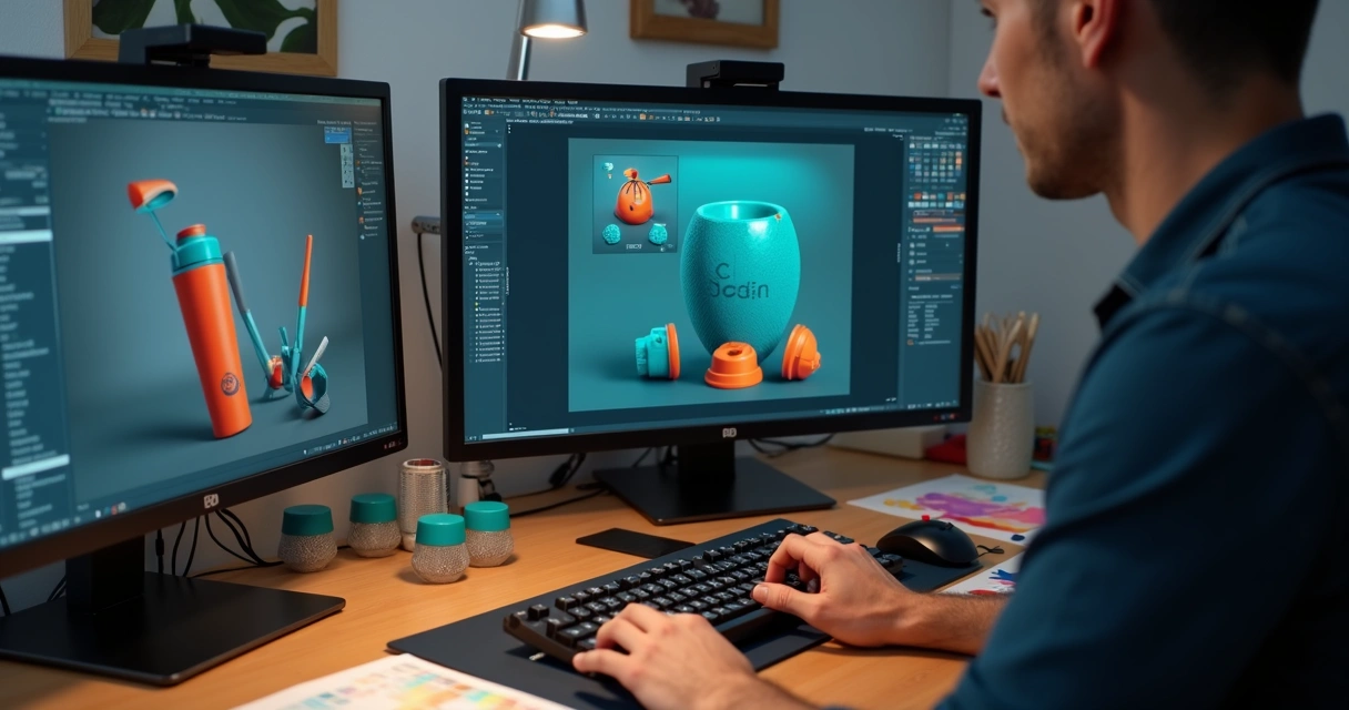 Coqueteleira personalizada sendo projetada em computador 