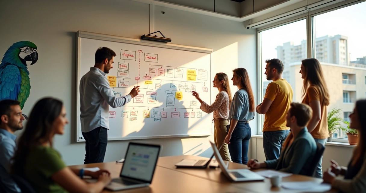 Fluxograma de vendas personalizado desenhado em quadro branco 