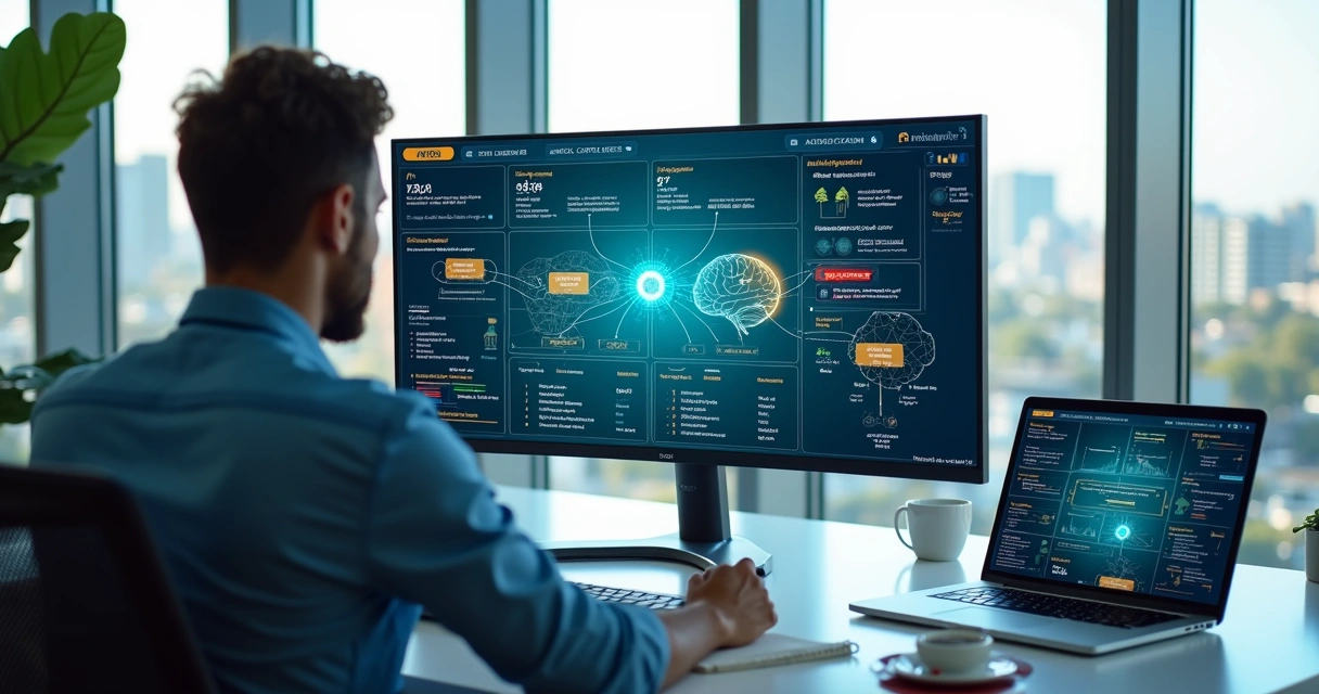 Executivo observando painel de CRM com personalização em massa guiada por IA 