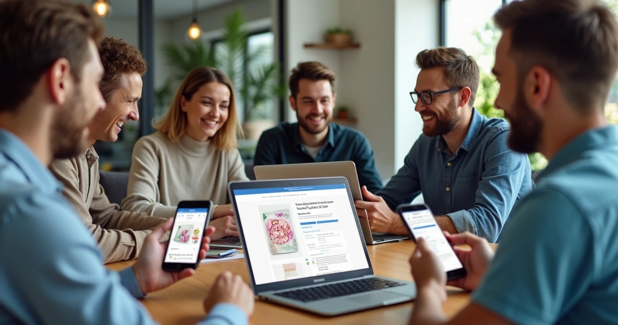 Pessoas usando dispositivos com tela personalizada por CRM