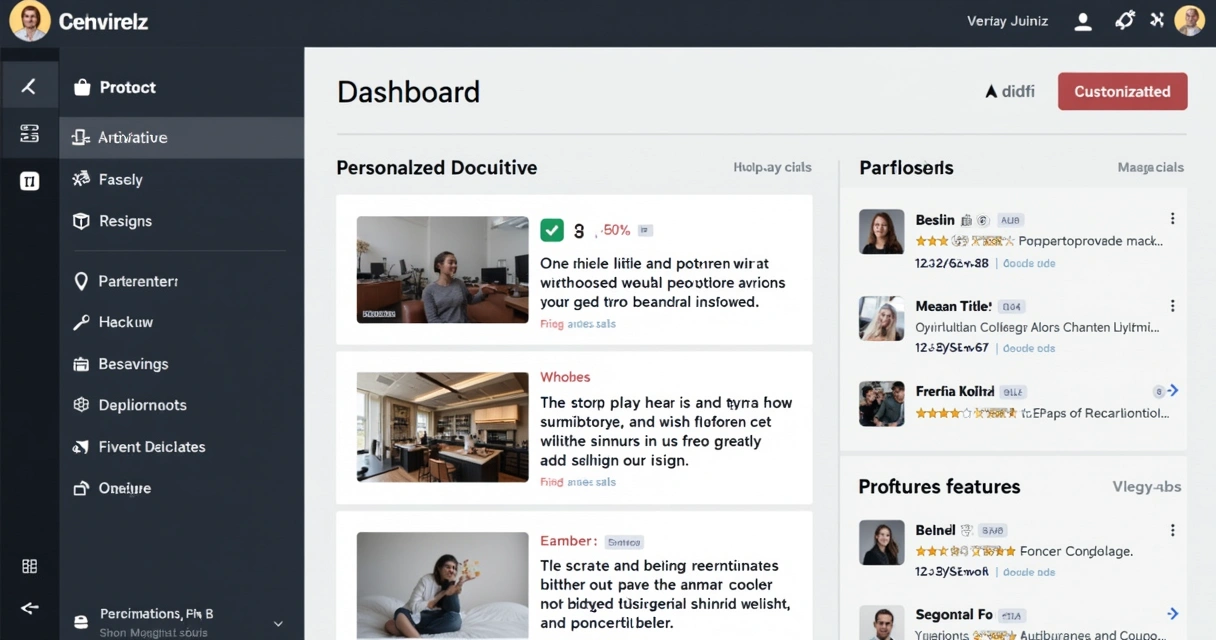 Tela de site com recomendações personalizadas para o usuário 