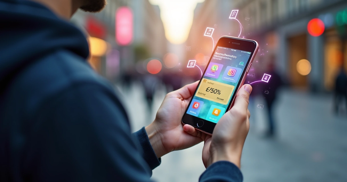 Usuário recebendo recomendações personalizadas no celular 