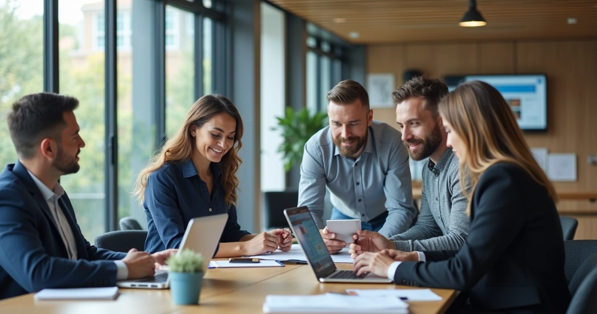 Equipe de imobiliária usando IA para personalizar atendimento 