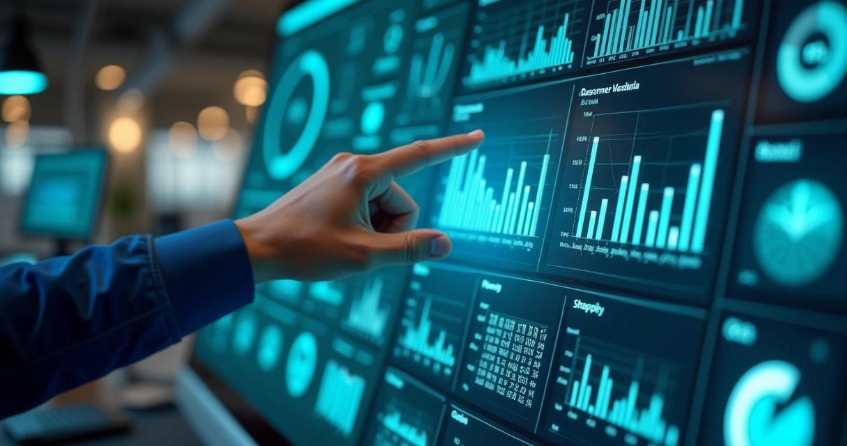 Gráfico digital mostra dados individuais de clientes em interface de atendimento