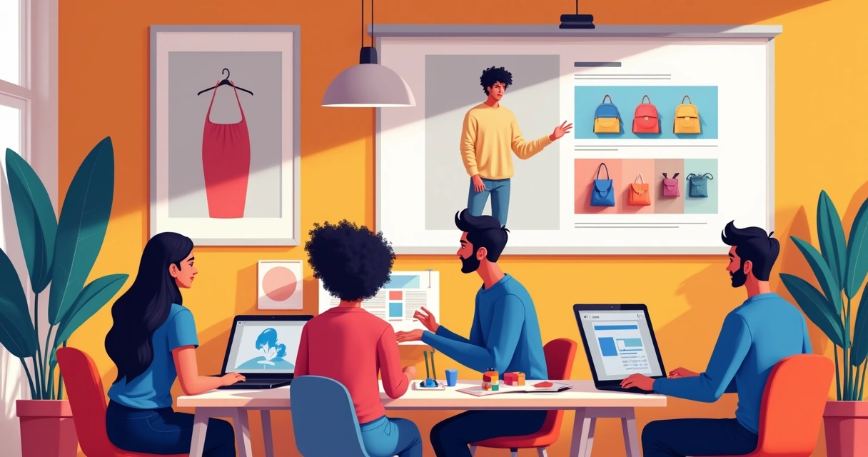 Equipe criando identidade visual de loja online