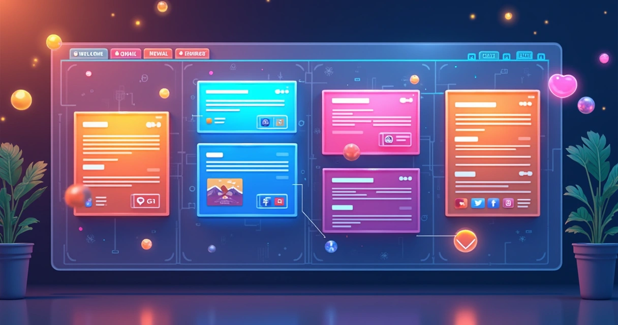 Ilustração de painel digital com mensagens personalizadas em diferentes canais 