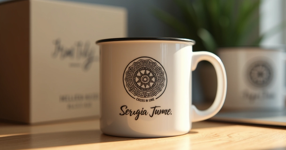 Detalhe de nome personalizado em uma caneca de boas-vindas 