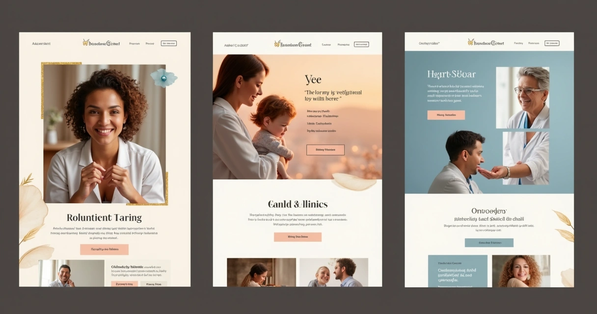 Três exemplos de personalização de landing page: uma clínica estética, uma familiar, uma de oncologia 