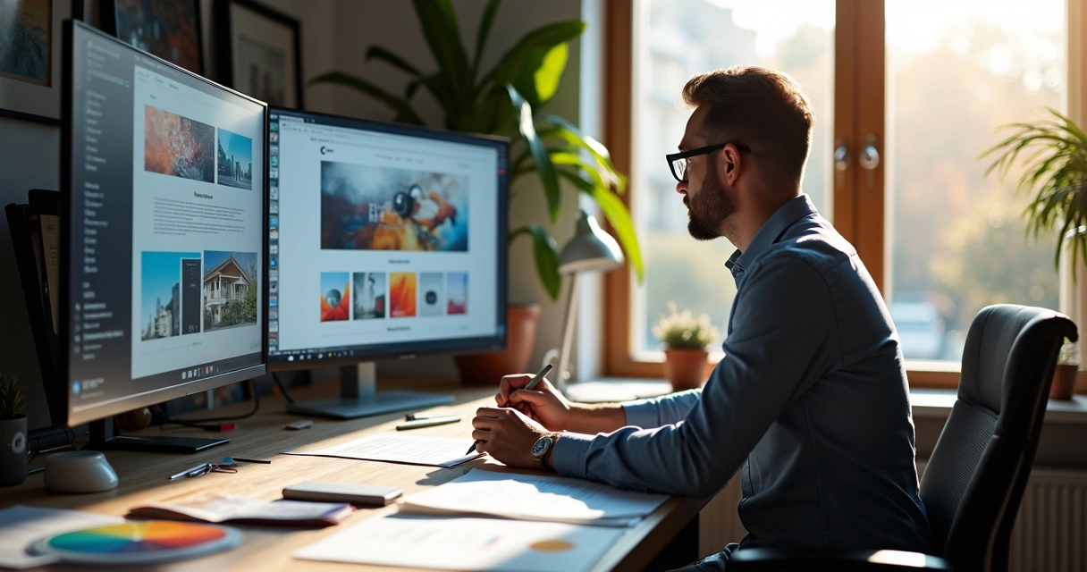 Designer criando layout exclusivo para site institucional de empresa 