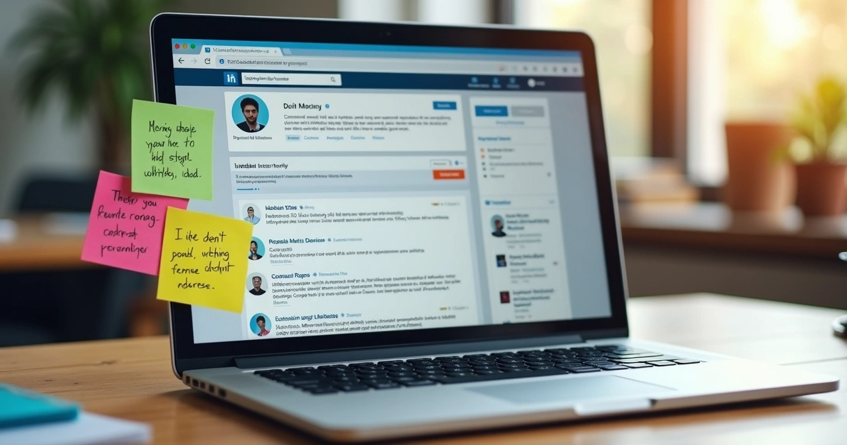 Perfil LinkedIn com mensagem personalizada em destaque 