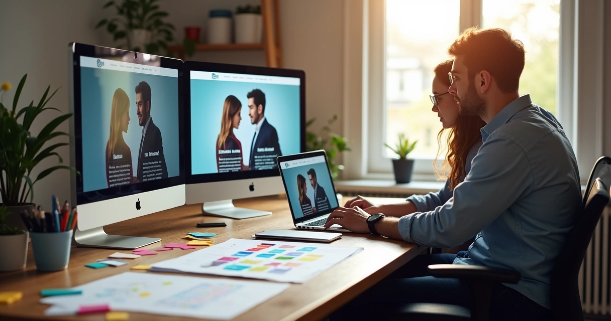 Agência digital trabalhando em site responsivo para mobile na tela de vários dispositivos 