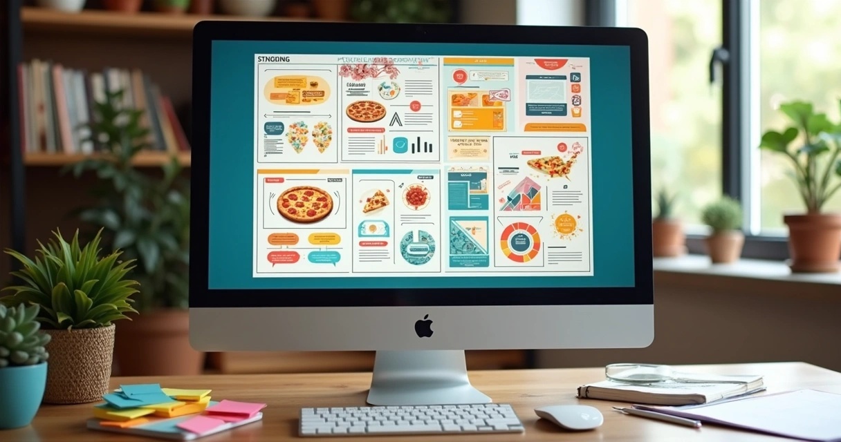 Painel personalizado com cores vibrantes e gráficos distintos no monitor 