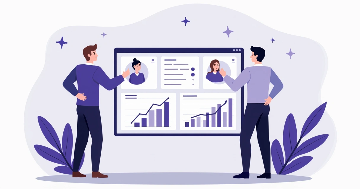 Parceiros B2B interagindo em painéis personalizados de métricas 