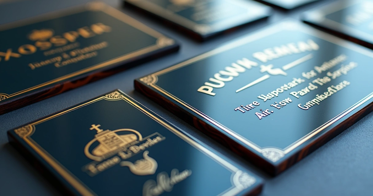 Detalhes de personalização em placas para funcionários 