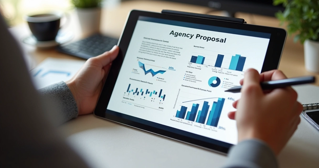 Proposta de agência digital personalizada com branding do cliente