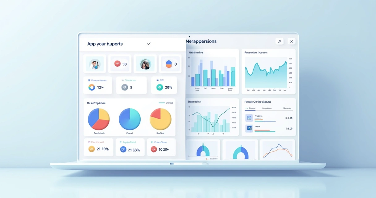 Opções de personalização de relatório financeiro com gráficos detalhados na tela. 