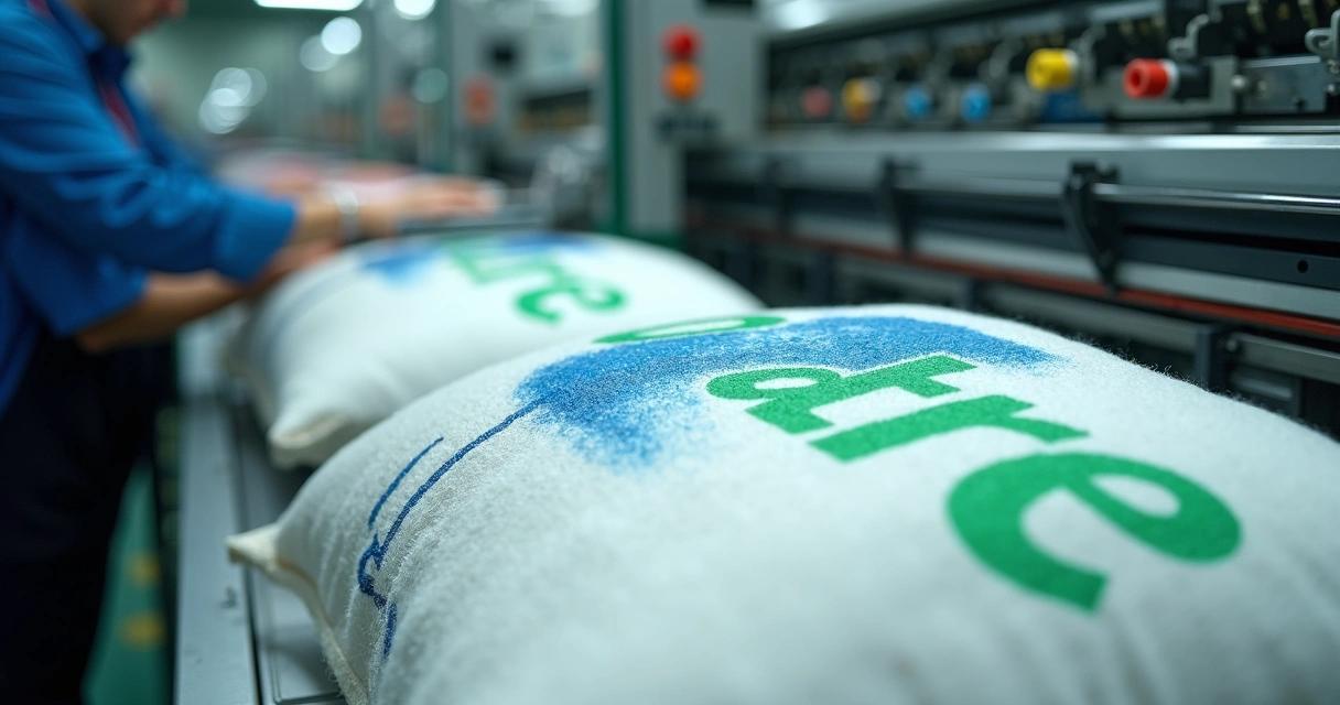 Saco industrial sendo personalizado com logotipo 