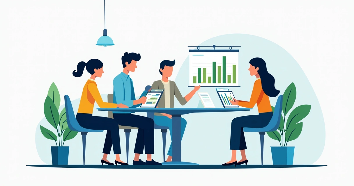 Consultor apresentando relatórios adaptados para clientes de diferentes setores 