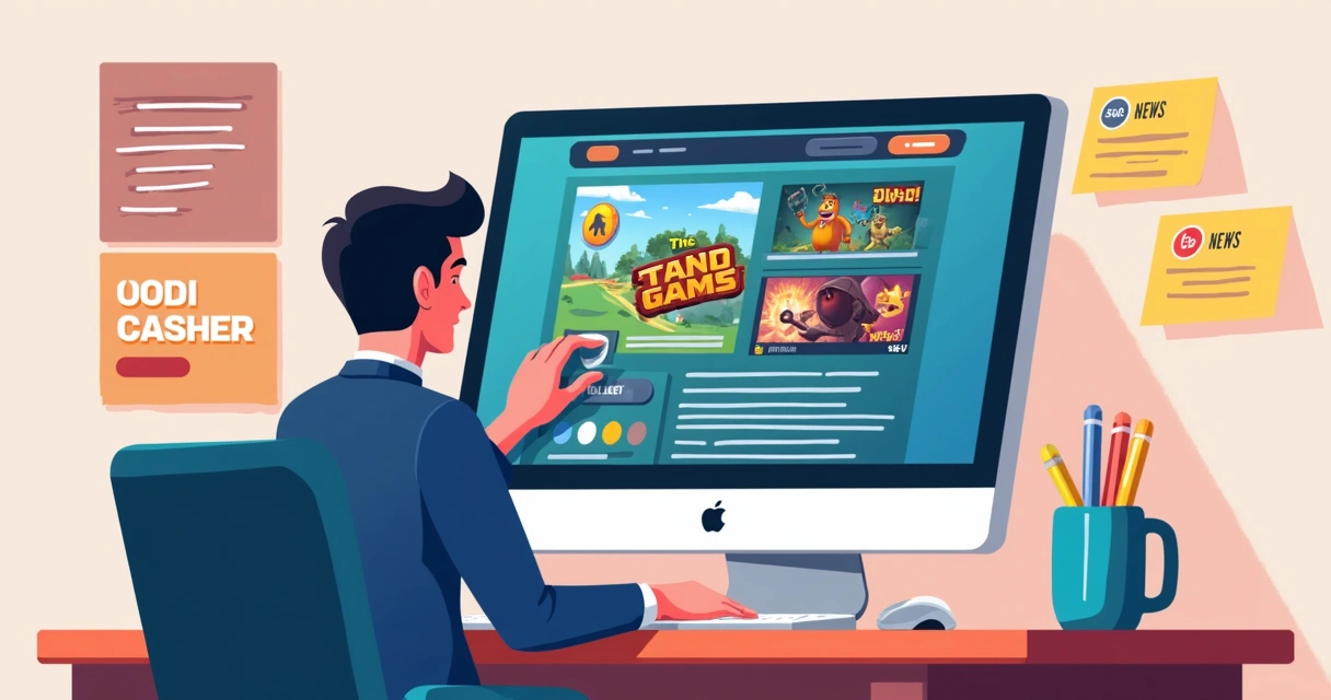 Painel de personalização visual de um site de games, mostrando editores de cores, banners e seções configuráveis 