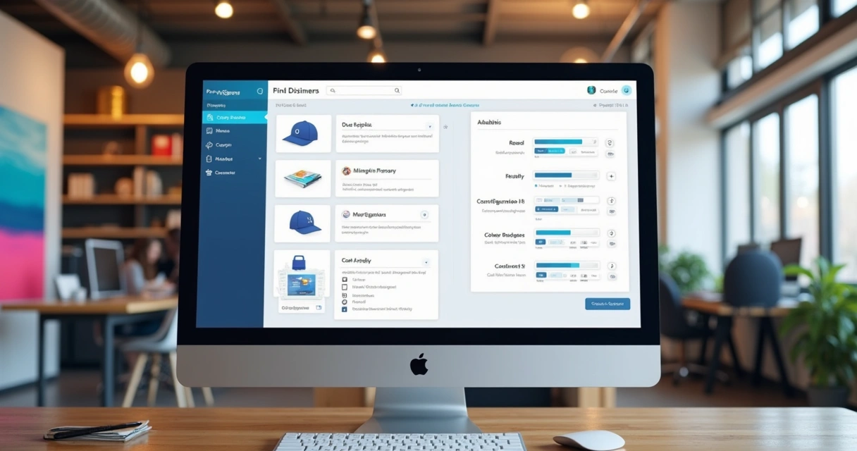 Tela personalizada de software de gráfica mostrando opções de configuração 