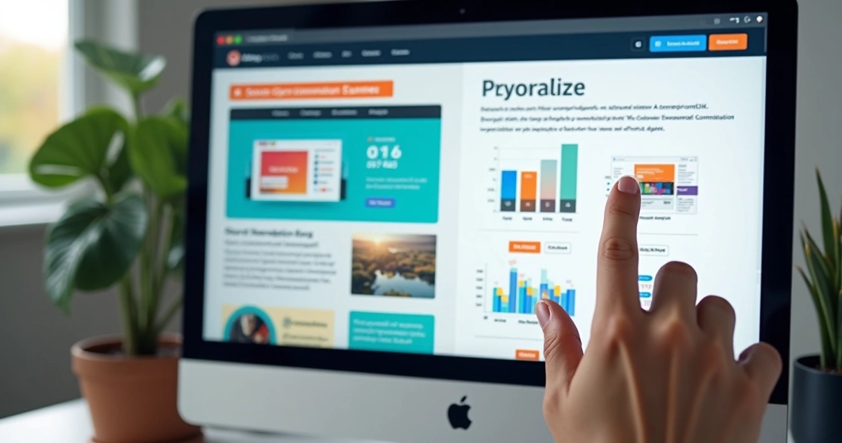 Página de site sendo personalizada com elementos de marketing digital 